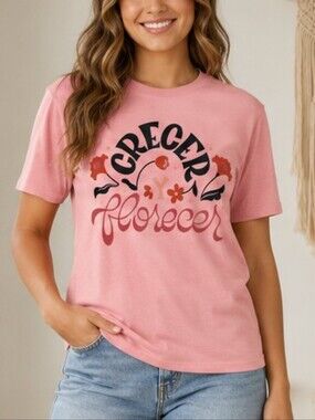 JZD "Crecer y Florecer" Graphic Tee – Pink | Size Large | NWT